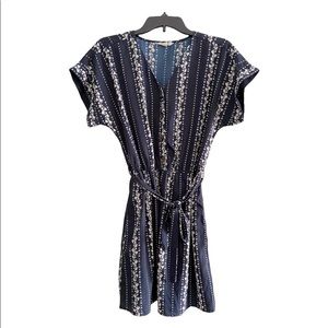 2/$10 | Hint of Blush Navy Dress with Floral Detail